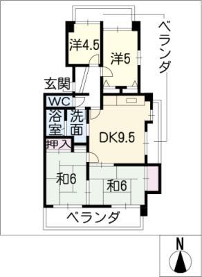 ベルメゾン極楽(4DK/4階)の間取り写真