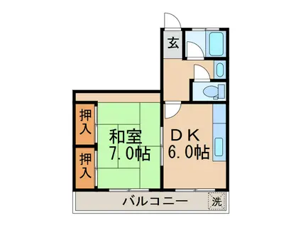 ハイツ大塚(1DK/3階)の間取り写真