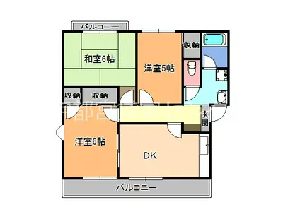 ラ・セゾン中村(3DK/2階)の間取り写真