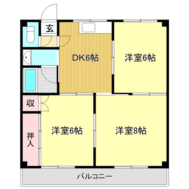 サンハイツ(3DK/2階)の間取り写真