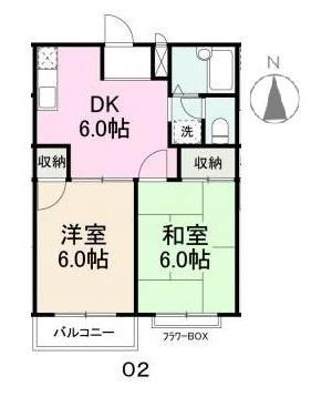 エルディム玉藻(2DK/1階)の間取り写真