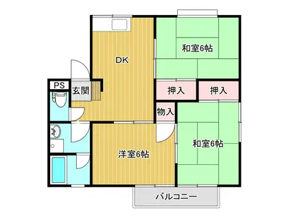 メゾン竹石C棟(3DK/2階)の間取り写真