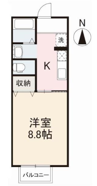 ヴィレッタ上原(1K/2階)の間取り写真
