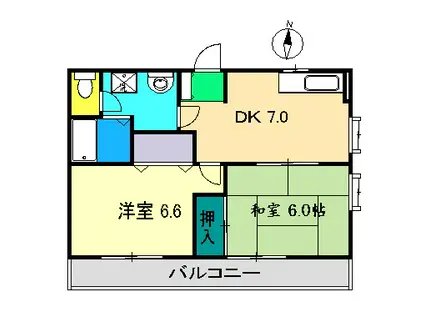 フォブール松岡B(2DK/1階)の間取り写真