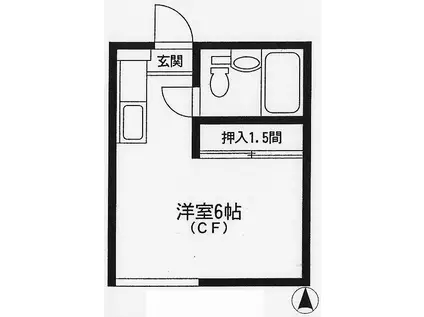 小日向アパートメント(ワンルーム/1階)の間取り写真