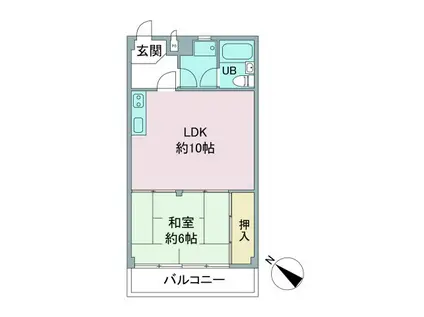 亀田ビル(1LDK/2階)の間取り写真