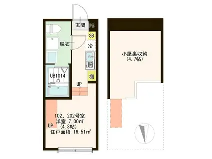 COZY CREST(ワンルーム/1階)の間取り写真