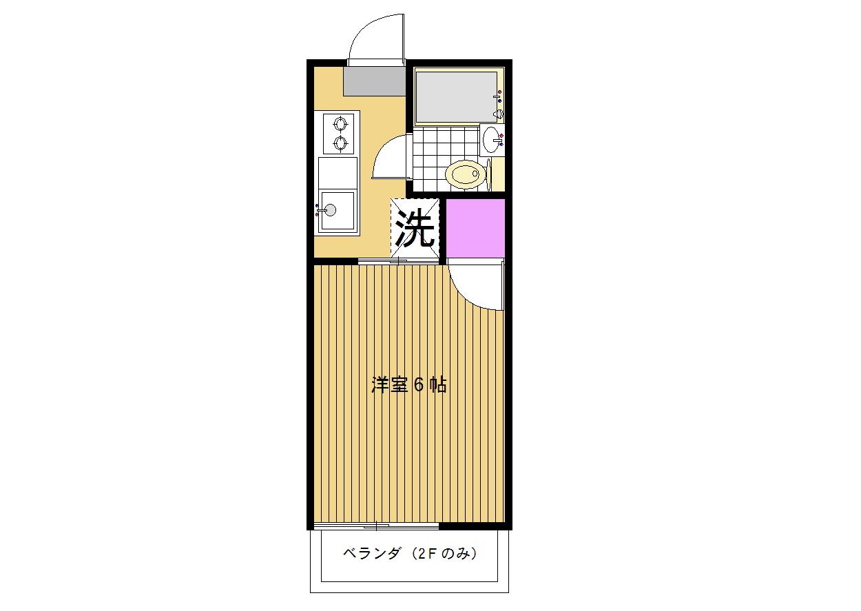 ハイマート霞ヶ関(1K/2階)の間取り写真