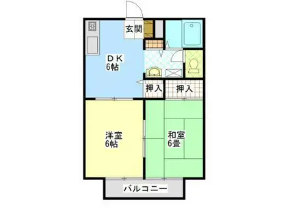 サンシティ南蔵王(2DK/1階)の間取り写真