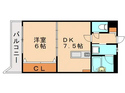 ライオンズマンション黒崎(1DK/3階)の間取り写真