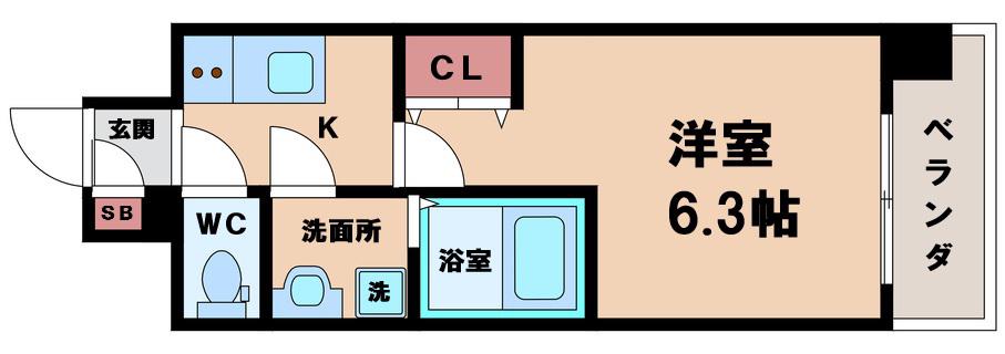 エスリードレジデンス大阪ザ・クラス(1K/5階)の間取り写真