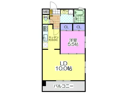 LGA38(1LDK/3階)の間取り写真