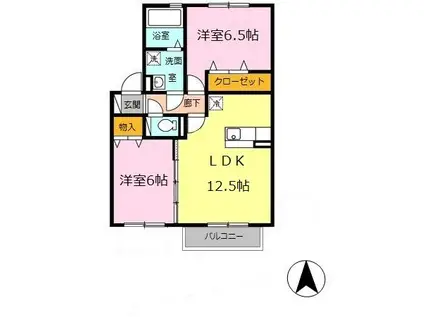 グラフォートII II(2LDK/2階)の間取り写真