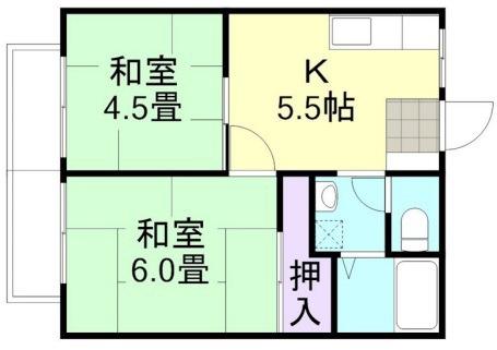 ラクシュリーマンションC棟(2K/1階)の間取り写真