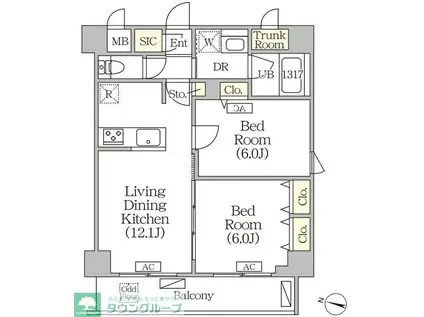ORSUS志村坂上(2LDK/5階)の間取り写真