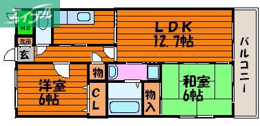カームネスK(2LDK/2階)の間取り写真