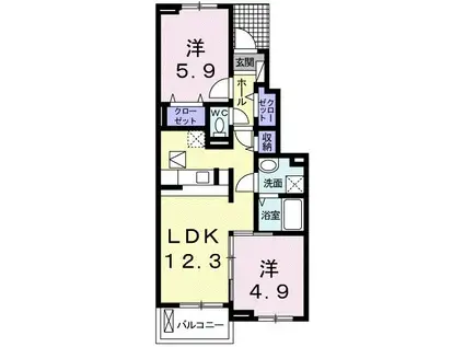 ブライト アベニュー(2LDK/1階)の間取り写真
