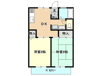 ワタリハイツ(2DK/2階)の間取り写真