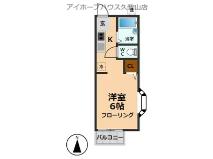 グリーンバレー木下(1K/2階)の間取り写真