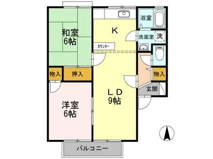 グレイスタウンII A(2LDK/2階)の間取り写真