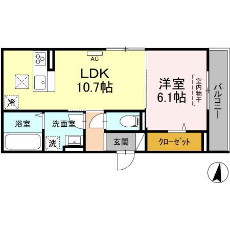 ベルフィーユII(1LDK/1階)の間取り写真