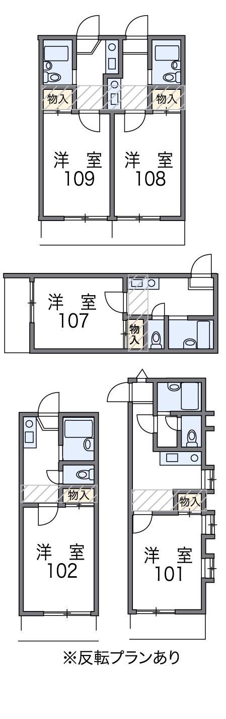レオパレス姫路(1K/1階)の間取り写真