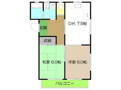 オルテンハウスIII(2DK/1階)の間取り写真