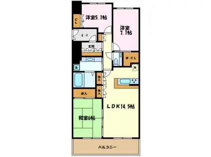 プラウディア栗平II(3LDK/3階)の間取り写真