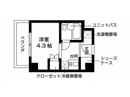 NASICフローラコート世田谷(ワンルーム/1階)の間取り写真