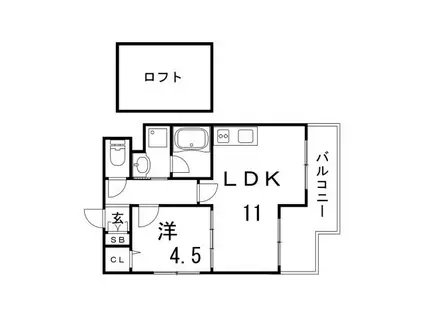 VILLA神戸北町(1LDK/2階)の間取り写真