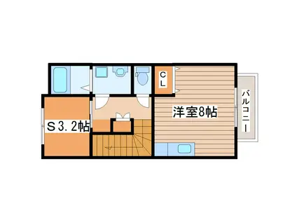 WELL-ONE宮千代(1SK/2階)の間取り写真