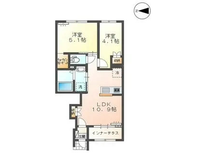 コムズ・ヴィルドミール(2LDK/1階)の間取り写真