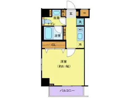 RELUXIA両国(1K/6階)の間取り写真