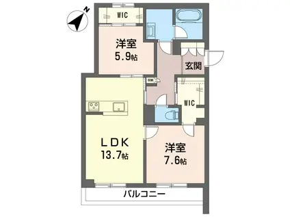 カームヴィル茅ケ崎(2LDK/3階)の間取り写真