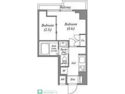 レジデンス清澄白河スクエア(1K/5階)の間取り写真