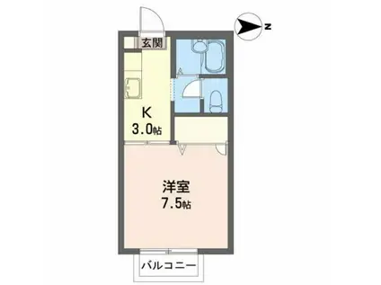 フローラルコート(1K/2階)の間取り写真