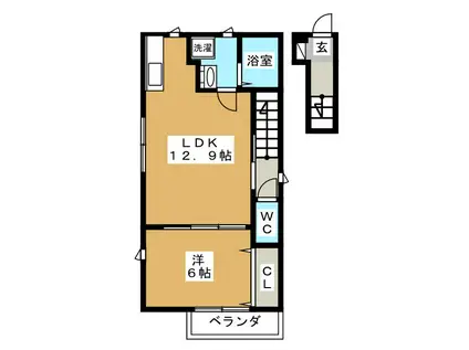 ファミール石原(1LDK/2階)の間取り写真