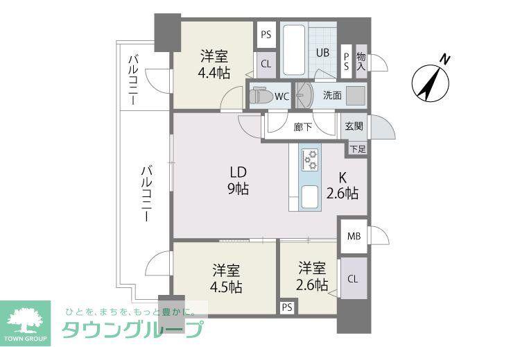 MODERN PALAZZO天神南Ⅱ(3LDK/10階)の間取り写真