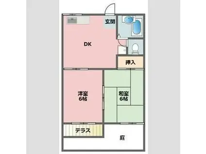 クレッシェンド サカイ(2DK/1階)の間取り写真