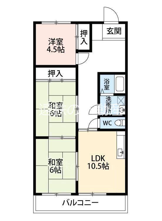 今之浦マンション(3LDK/1階)の間取り写真