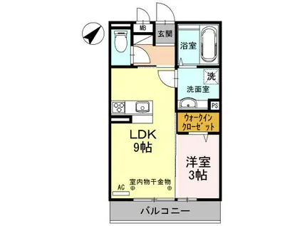 ブランズ北魚津(1LDK/3階)の間取り写真