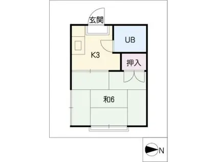 グリーンコーポ四季(1K/2階)の間取り写真