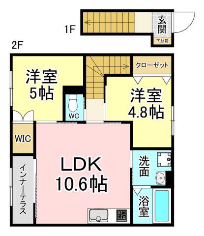 フォルモーサヒルズ(2LDK/2階)の間取り写真