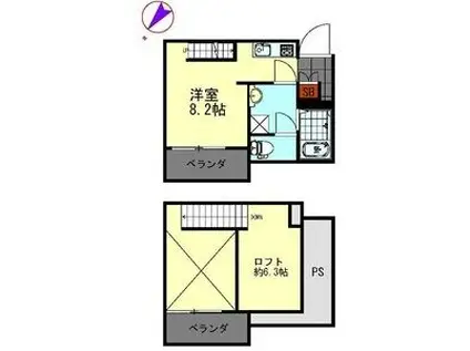 アルディア南川(1SK/1階)の間取り写真