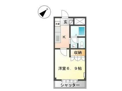 エクセルハイツ岡田(1K/1階)の間取り写真