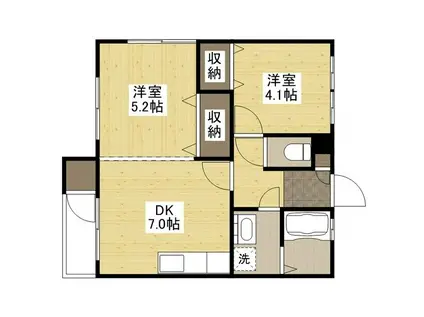 メゾンフレール(2DK/1階)の間取り写真