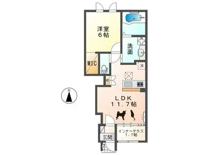 フランシーズ(1LDK/1階)の間取り写真