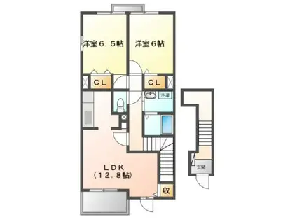 ユニゾンII(2LDK/2階)の間取り写真