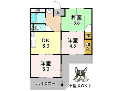 グランドハイツ美保(3DK/1階)の間取り写真