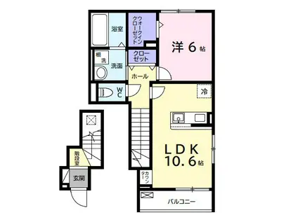 デルーナI(1LDK/2階)の間取り写真